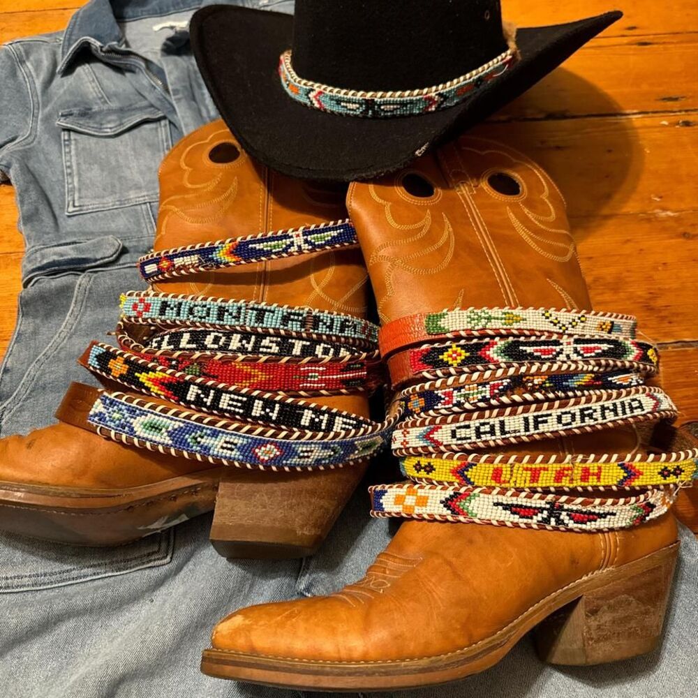 Handbeaded Hat Belts and a‎ few belts- see measurements . *Pricing is for only 1